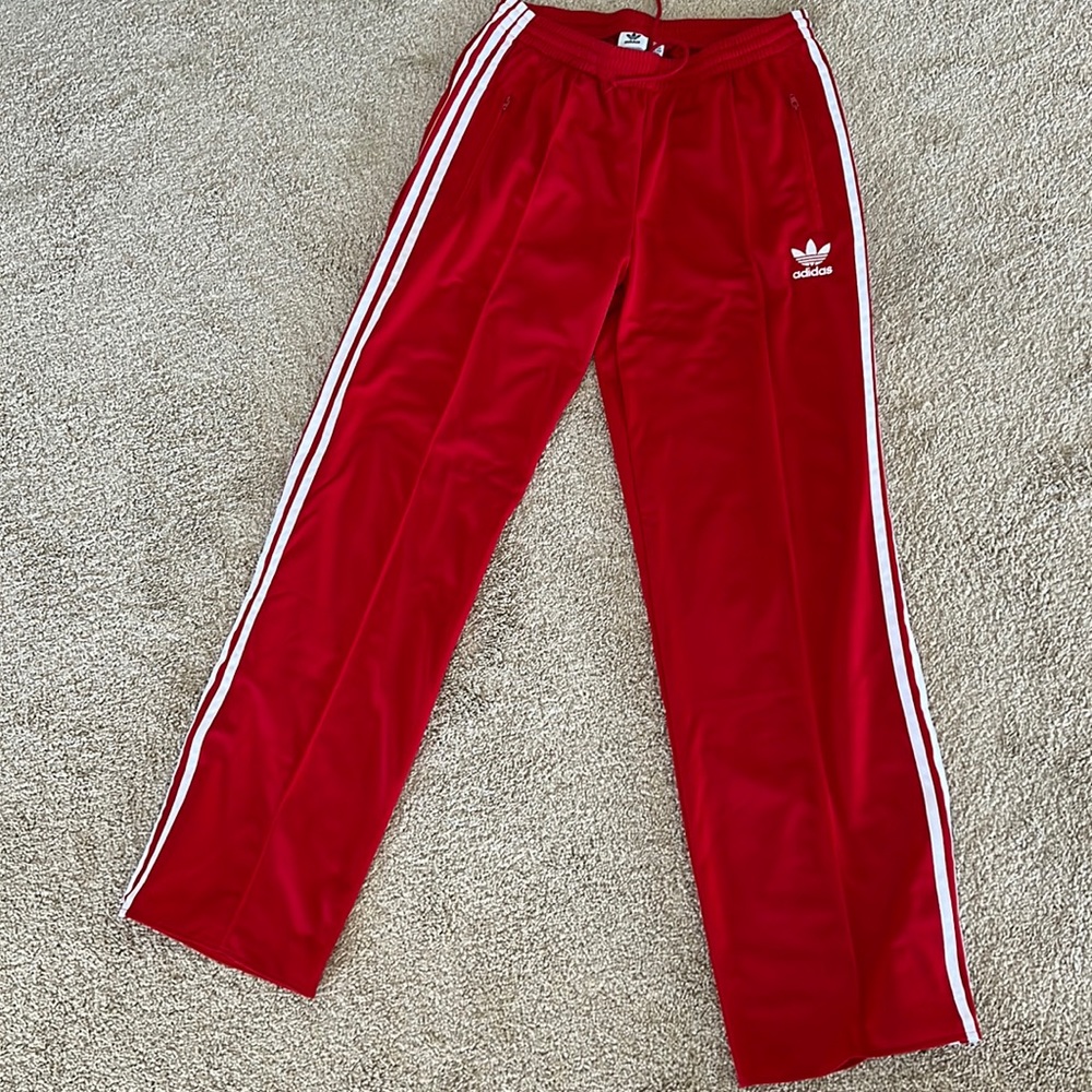 Never worn red adidas track pants women’s size m